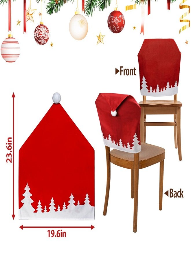 MSJGA 4 Pcs Christmas Chair Covers with Red Santa Claus Hat Xmas Chair Slipcovers Set for Christmas Holiday Home, Kitchen, Dining Room, and Office Decorations - Image 5